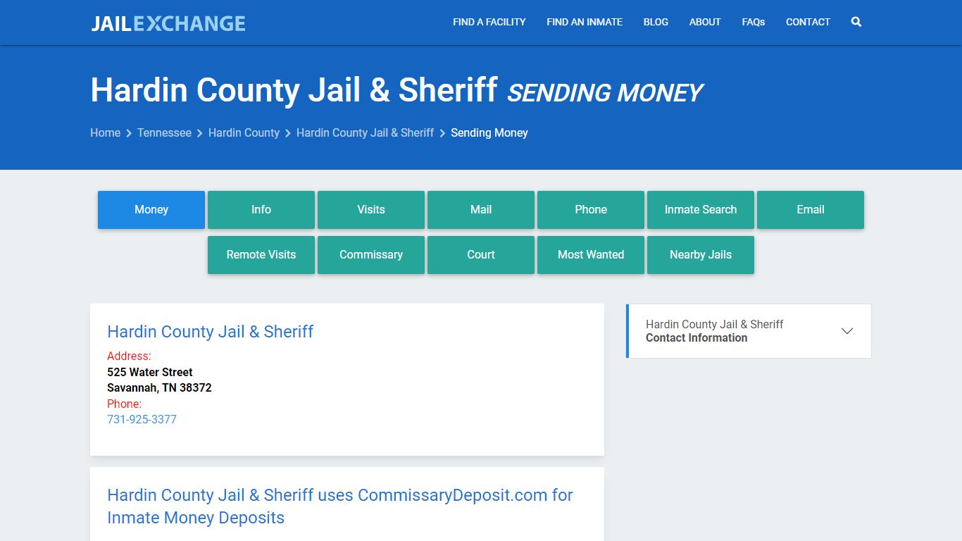 Send Money to Inmate - Hardin County Jail & Sheriff, TN